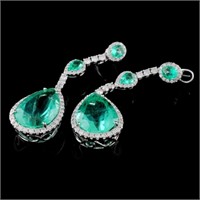 26.82ct Emerald & 2.33ct Diam Earrings in 18K WG