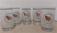 5 vintage butterfly glasses