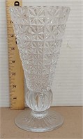 Vintage crystal floral vase. 8in tall. No visible