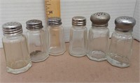 Assorted glass salt and pepper shakers
