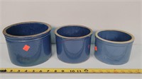 Blue Stoneware 2, 3, & 5lb. Butter Jars