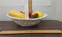 Ceramic fruit basket.  Made in Italy.  11 x 8 x 6