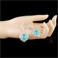 18K Paraiba & Diamond Earrings: 8.40ct & 4.52ctw