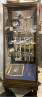 Antique Glass & Wood Canted Store Display Case