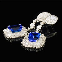 6.85ct Tanzanite & 2.45ctw Diamond Earrings