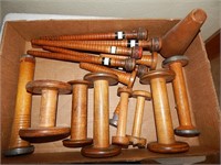Antique Wood Spindles Spools Bobbins