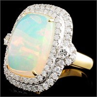 Opal & Diamond Ring: 8.34ct & 1.30ctw in 18K Gold