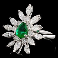 0.73ct Emerald & 1.51ctw Diam Ring in 18K White Go