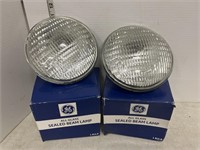2 all glass sealed beam lamps