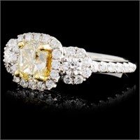 1.66ctw Diamond Ring, Fancy Color 18K White Gold