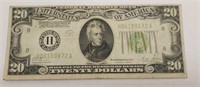 1928 B $20 Lime Green Seal Bill w/cutting error