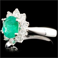 18K Gold Ring with 1.01ct Emerald & 0.57ctw Diam