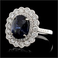 3.52ct Spinel & 0.78ct Diam Ring in 18K White Gold