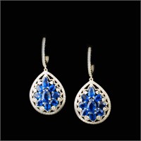 5.13ct Kyanite & 0.76ctw Diam Earrings in 18K WG