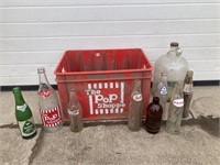 Pop shoppe crate and bottles