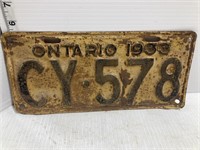 1933 Ontario licence plate
