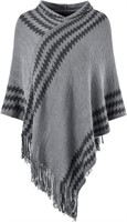 Striped Knit Cape Poncho Sweater -