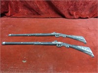 (2)Cast aluminum flint lock rifle décor.