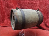 Vintage barrel keg bird house.