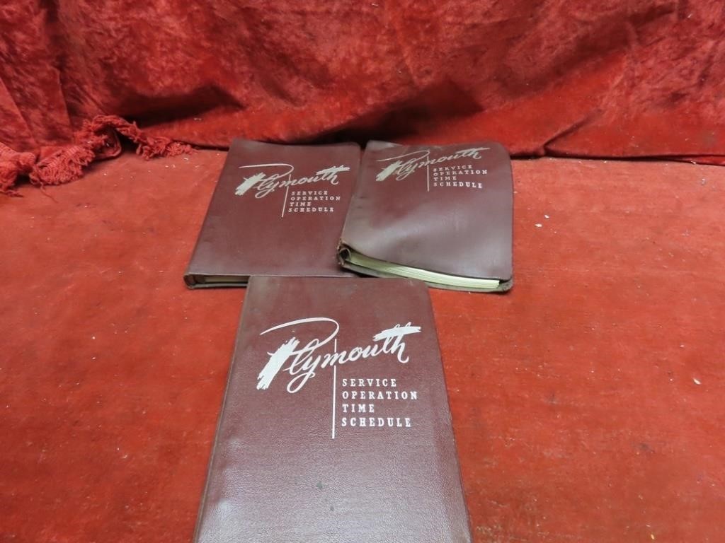 (3)1950's Plymouth manuals & time schedules.