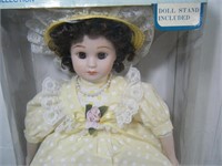 Antique Early Blossom 18" Porcelain DOLL + stand