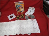 McDonald's Book, table runner, size 8 shoes.