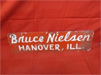 Bruce Nielsen Hanover, Illinois hand painted sign.