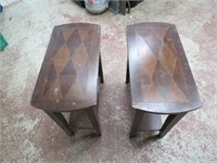 Pair wood side tables