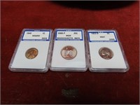 (3)Graded Coins. Qurter, nickel, cent. US coins.