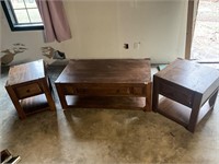 3 piece wood coffee table end table set