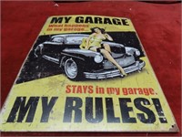 Metal My Garage my rules pin up girl sign.