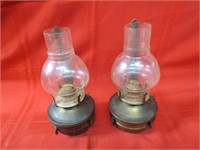 Pair vintage oil lamps.