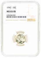 Coin 1942-P Mercury Dime-NGC MS65FB