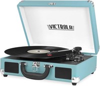 3-Speed Bluetooth Portable Suitcase Record Player