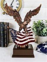 Wings of Glory Bald Eagle Clutching On Flag