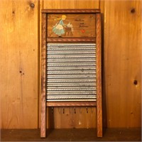 Handpainted Decorative Washboard with Hooks