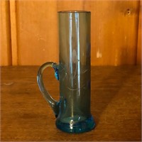 Etched Blue Cordial Shot Glass
