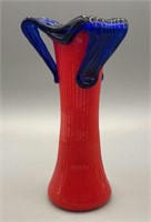 Czech UV Glass Tango Vase with Applied Cobalt Rim