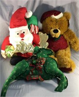 Vintage Christmas Bear, Santa and Reindeer