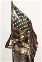 Lady Liberty Standing W American Flag Eagle Statue