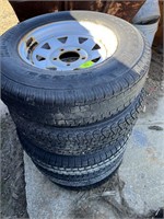 (4) 13 Inch Trailer Tires & Rims