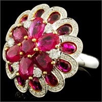 18K Gold Ring with 6.15ct Ruby & 0.59ctw Diamonds