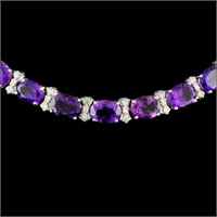 14K Necklace 61.00ctw Amethyst and 2.63ctw Diam