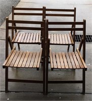 MCM Solid Slat Wooden Folding Chairs - 4