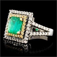 Emerald & Diamond Ring: 18K Gold, 1.15ctw & 0.86ct
