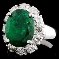 14K Gold Emerald & Diam Ring: 4.06ct & 1.45ctw