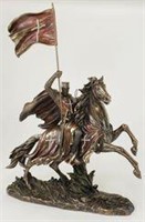 16" Medieval Times Templar Knight on Horse w/ Flag