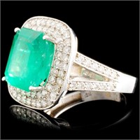 18K Gold 5.50ct Emerald and Diamond Ring 1.09ctw