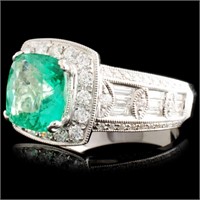 18K Gold Ring with 2.31ct Emerald & 1.10ctw Diam