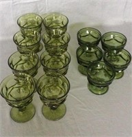 Vintage MCM Avocado Green Glass Goblets